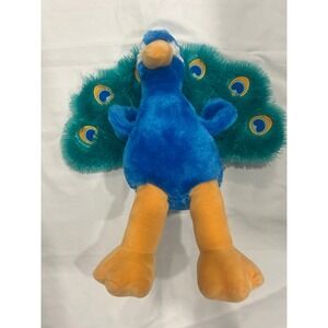 Build A Bear Workshop Peacock Plush Toy Stuffed Animal Blue Orange Feather Tail